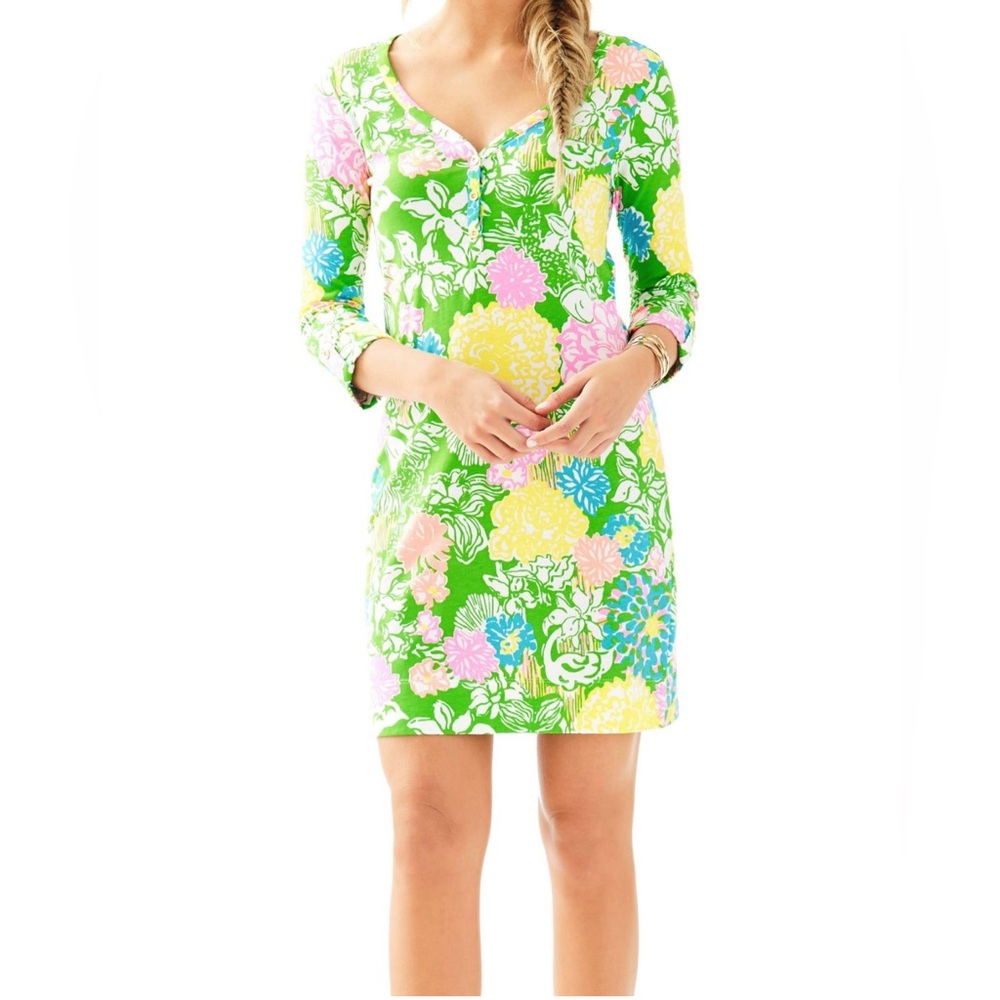 Lilly Pulitzer Green, Yellow, and Pink Floral Dress